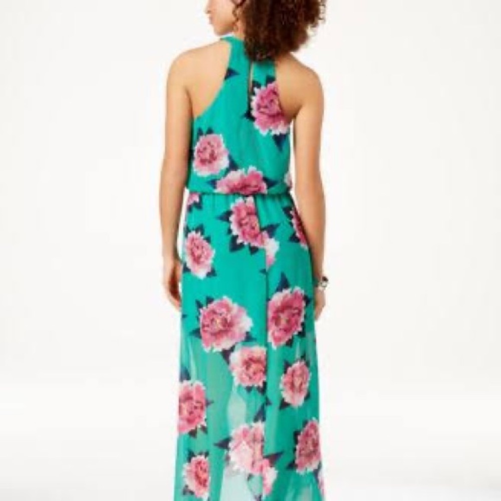 Cily Studio.Women print flower long dress green color size L